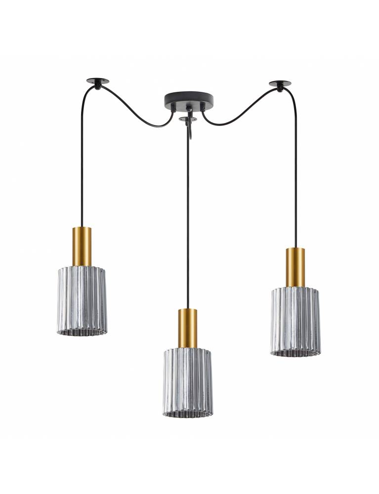 SE21-GM-4-BL3-GL1 ADEPT TUBE Gold Matt Pendant Smoked Glass+