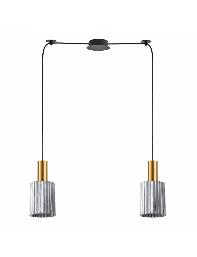 SE21-GM-4-BL2-GL1 ADEPT TUBE Gold Matt Pendant Smoked Glass+