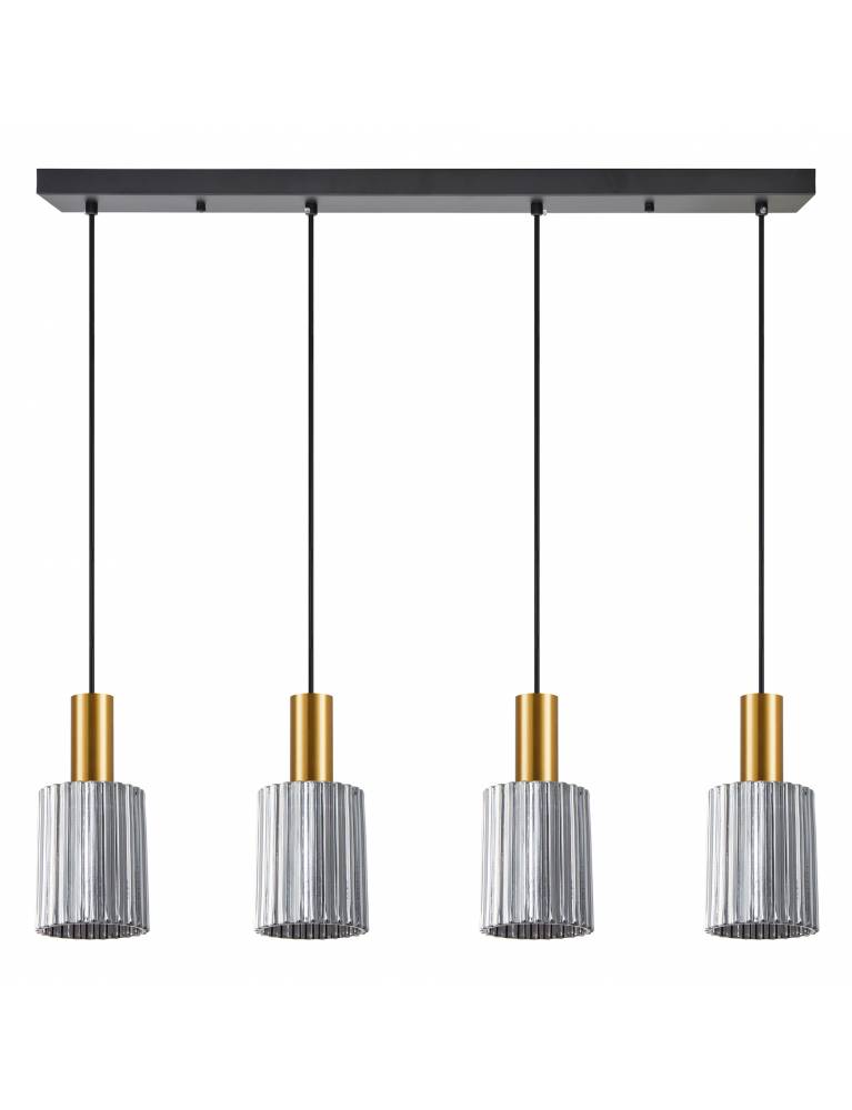 SE21-GM-4-4BL-GL1 ADEPT TUBE Gold Matt Pendant Smoked Glass+