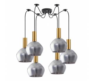 SE21-GM-4-BL6-GL2 ADEPT TUBE Gold Matt Pendant Smoked Glass+