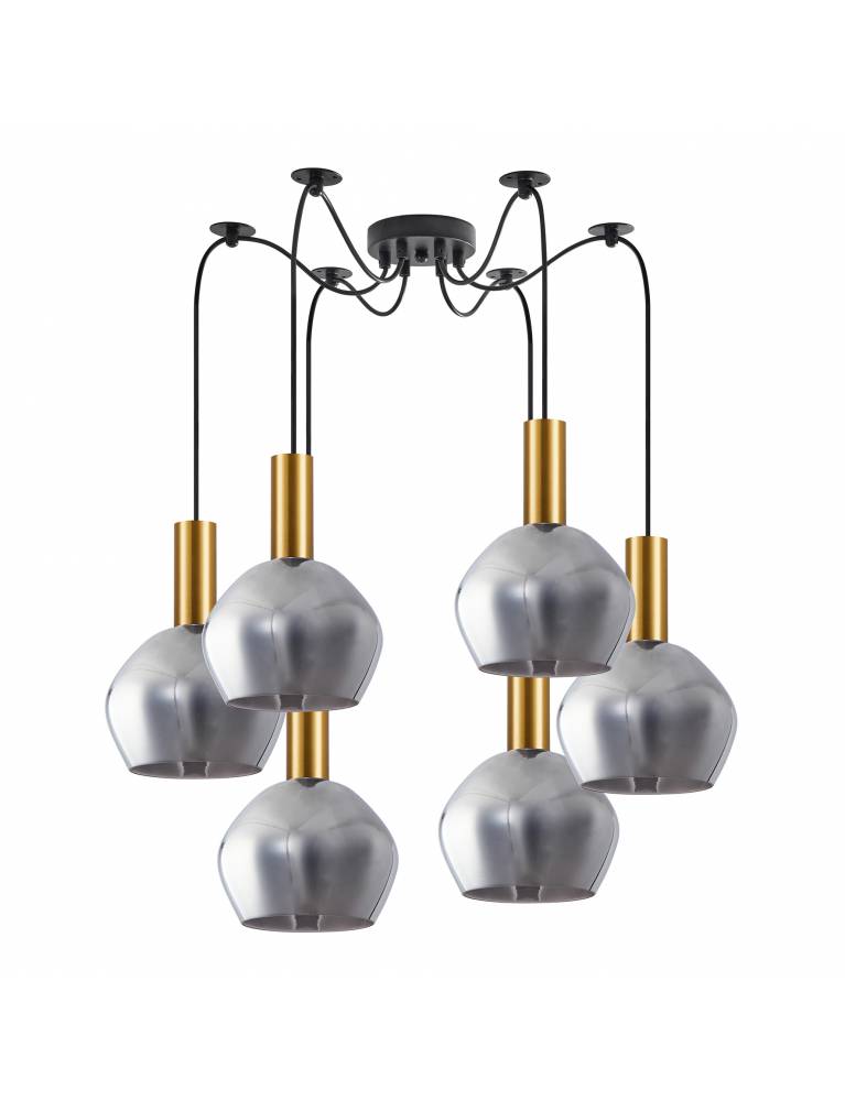 SE21-GM-4-BL6-GL2 ADEPT TUBE Gold Matt Pendant Smoked Glass+