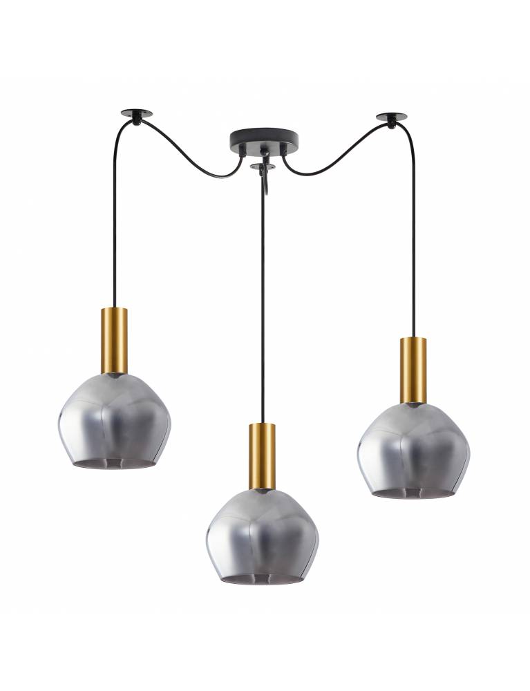 SE21-GM-4-BL3-GL2 ADEPT TUBE Gold Matt Pendant Smoked Glass+