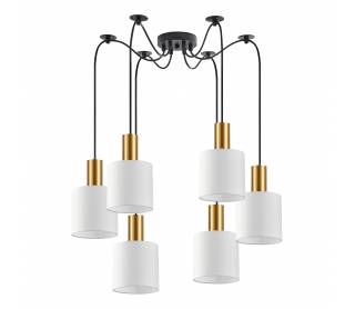 SE21-GM-4-BL6-SH1 ADEPT TUBE Gold Matt Pendant White Fabric Shade+