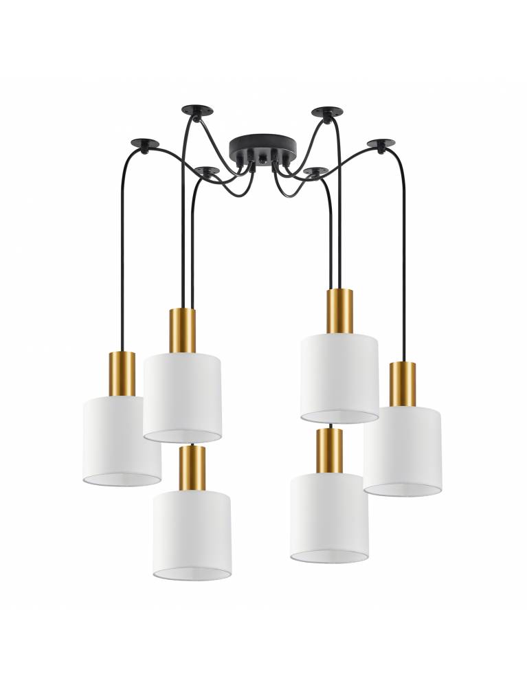 SE21-GM-4-BL6-SH1 ADEPT TUBE Gold Matt Pendant White Fabric Shade+