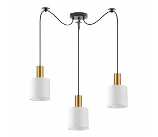 SE21-GM-4-BL3-SH1 ADEPT TUBE Gold Matt Pendant White Fabric Shade+