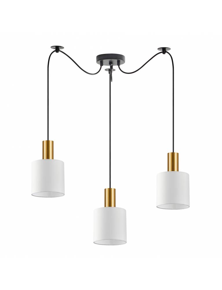 SE21-GM-4-BL3-SH1 ADEPT TUBE Gold Matt Pendant White Fabric Shade+