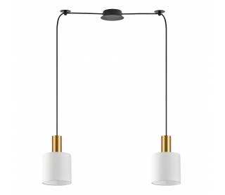 SE21-GM-4-BL2-SH1 ADEPT TUBE Gold Matt Pendant White Fabric Shade+