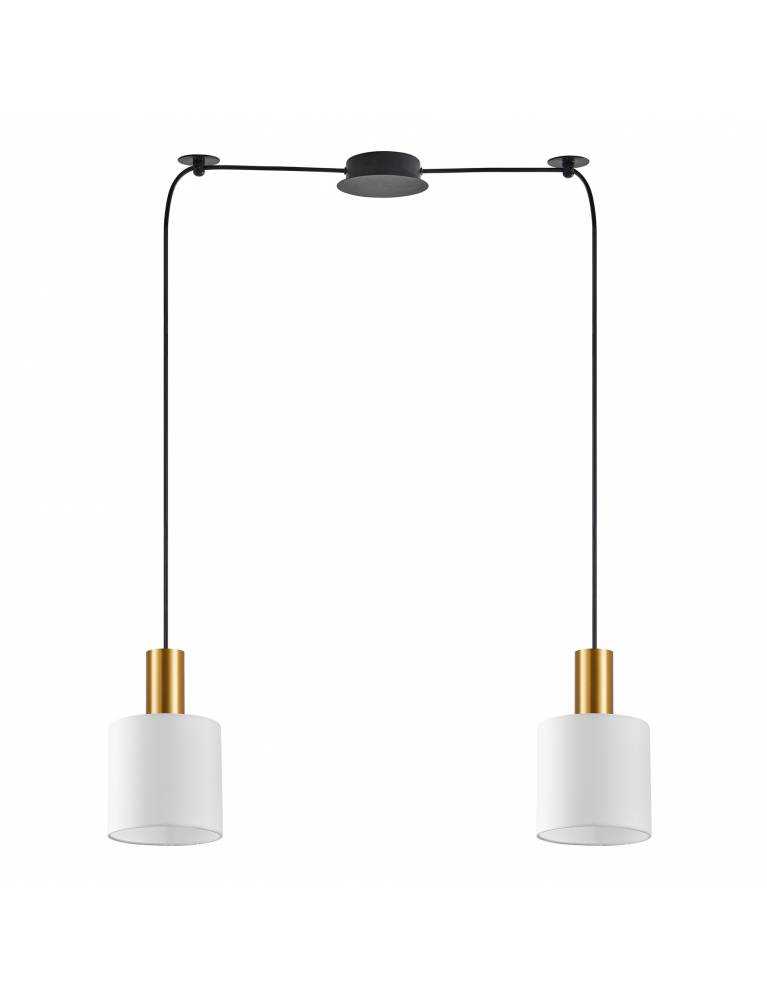 SE21-GM-4-BL2-SH1 ADEPT TUBE Gold Matt Pendant White Fabric Shade+