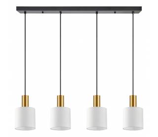 SE21-GM-4-4BL-SH1 ADEPT TUBE Gold Matt Pendant White Fabric Shade+