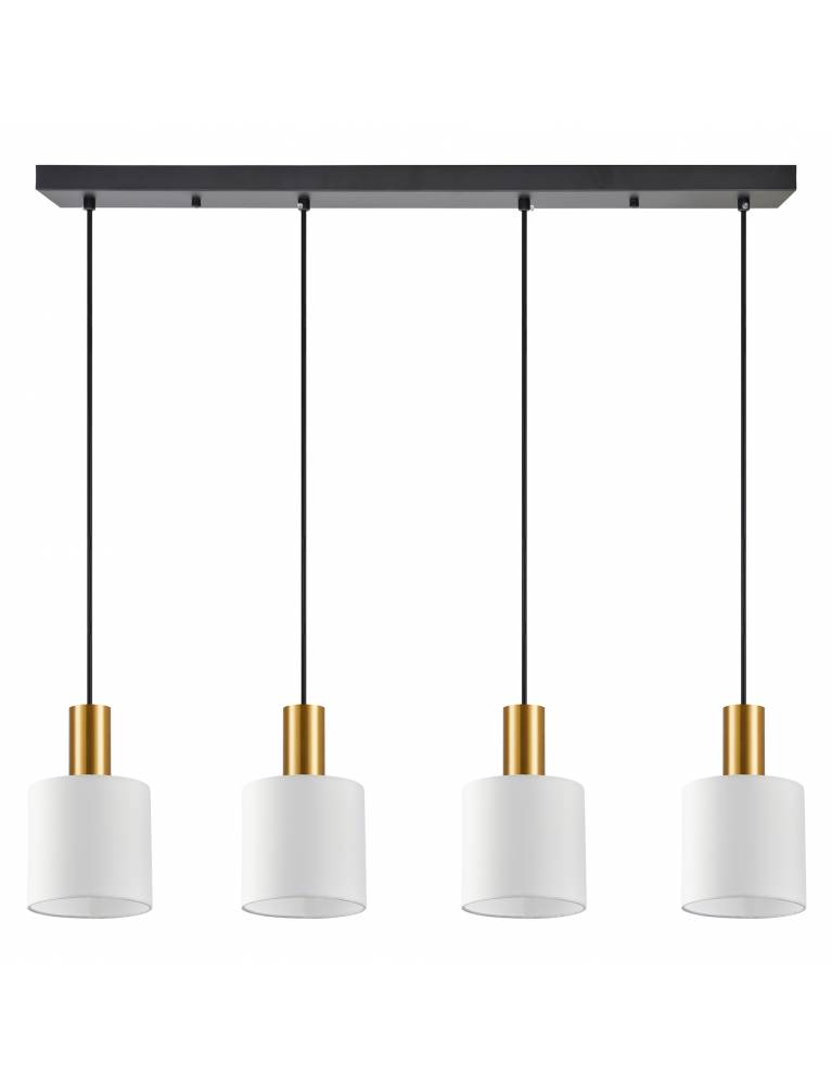 SE21-GM-4-4BL-SH1 ADEPT TUBE Gold Matt Pendant White Fabric Shade+