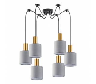 SE21-GM-4-BL6-SH2 ADEPT TUBE Gold Matt Pendant Grey Fabric Shade+