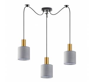 SE21-GM-4-BL3-SH2 ADEPT TUBE Gold Matt Pendant Grey Fabric Shade+