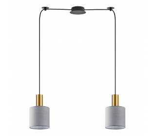 SE21-GM-4-BL2-SH2 ADEPT TUBE Gold Matt Pendant Grey Fabric Shade+