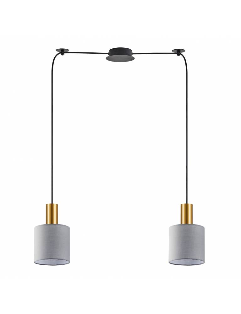 SE21-GM-4-BL2-SH2 ADEPT TUBE Gold Matt Pendant Grey Fabric Shade+