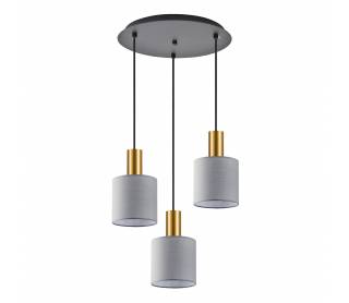 SE21-GM-4-3BL-SH2 ADEPT TUBE Gold Matt Pendant Grey Fabric Shade+