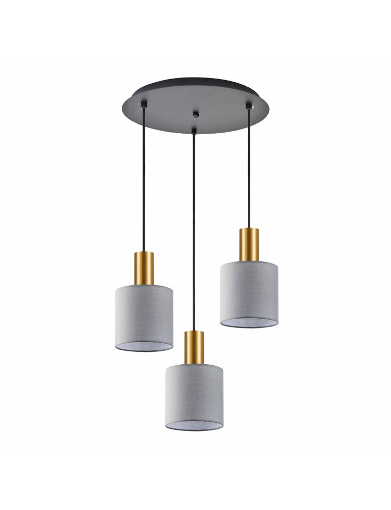 SE21-GM-4-3BL-SH2 ADEPT TUBE Gold Matt Pendant Grey Fabric Shade+