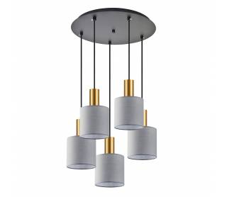 SE21-GM-4-5BL-SH2 ADEPT TUBE Gold Matt Pendant Grey Fabric Shade+