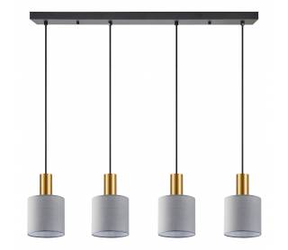 SE21-GM-4-4BL-SH2 ADEPT TUBE Gold Matt Pendant Grey Fabric Shade+