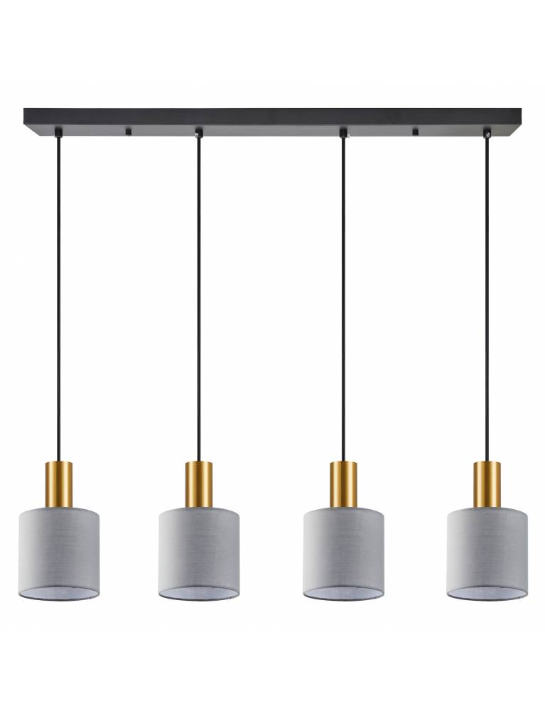 SE21-GM-4-4BL-SH2 ADEPT TUBE Gold Matt Pendant Grey Fabric Shade+