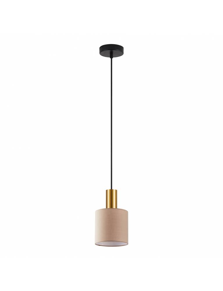 SE21-GM-4-SH3 ADEPT TUBE Gold Matt Pendant Brown Fabric Shade+