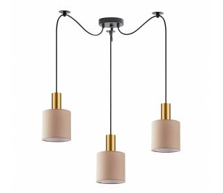 SE21-GM-4-BL3-SH3 ADEPT TUBE Gold Matt Pendant Brown Fabric Shade+