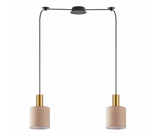 SE21-GM-4-BL2-SH3 ADEPT TUBE Gold Matt Pendant Brown Fabric Shade+