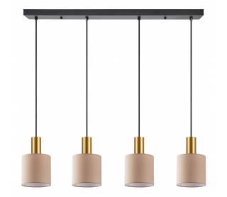 SE21-GM-4-4BL-SH3 ADEPT TUBE Gold Matt Pendant Brown Fabric Shade+