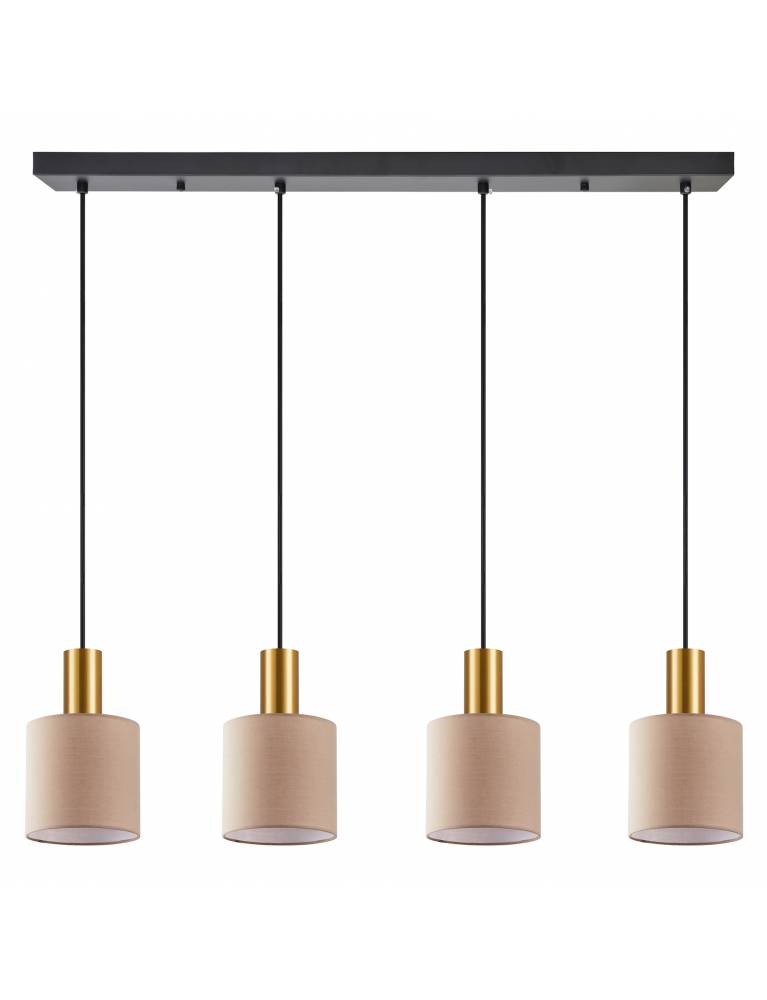 SE21-GM-4-4BL-SH3 ADEPT TUBE Gold Matt Pendant Brown Fabric Shade+