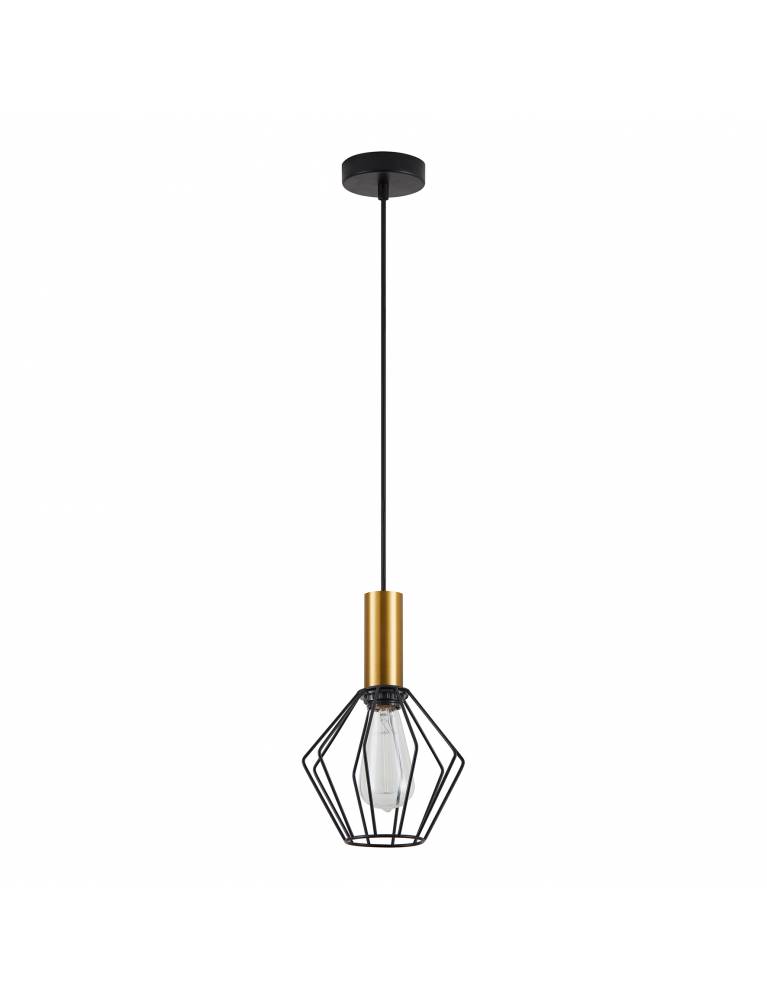 SE21-GM-4-GR1 ADEPT TUBE Gold Matt Pendant Black Metal Grid+