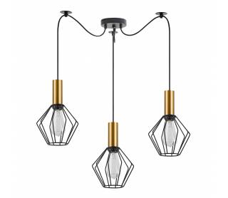 SE21-GM-4-BL3-GR1 ADEPT TUBE Gold Matt Pendant Black Metal Grid+