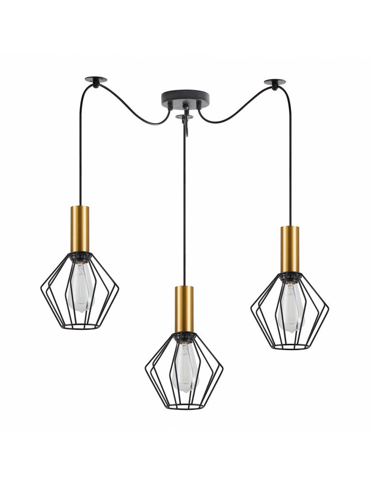 SE21-GM-4-BL3-GR1 ADEPT TUBE Gold Matt Pendant Black Metal Grid+