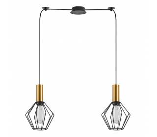 SE21-GM-4-BL2-GR1 ADEPT TUBE Gold Matt Pendant Black Metal Grid+