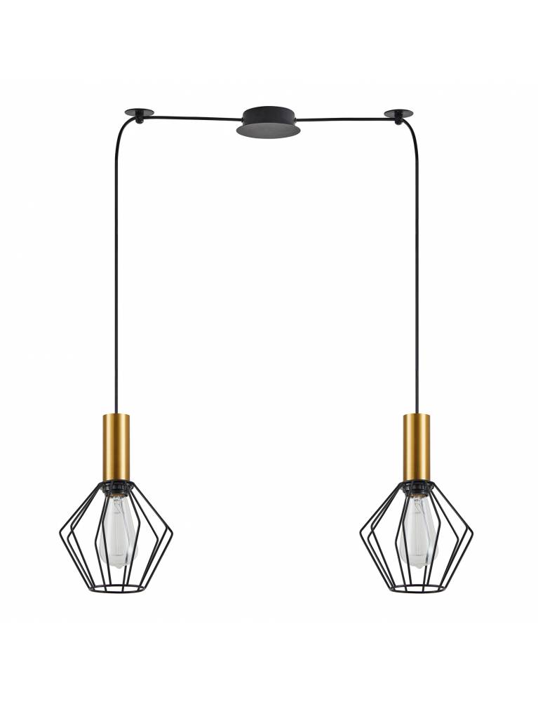 SE21-GM-4-BL2-GR1 ADEPT TUBE Gold Matt Pendant Black Metal Grid+