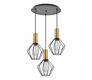 SE21-GM-4-3BL-GR1 ADEPT TUBE Gold Matt Pendant Black Metal Grid+