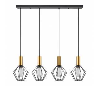 SE21-GM-4-4BL-GR1 ADEPT TUBE Gold Matt Pendant Black Metal Grid+