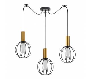 SE21-GM-4-BL3-GR1 ADEPT TUBE Gold Matt Pendant Black Metal Grid+