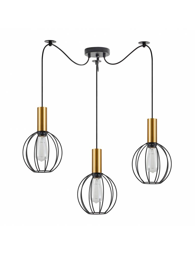 SE21-GM-4-BL3-GR1 ADEPT TUBE Gold Matt Pendant Black Metal Grid+