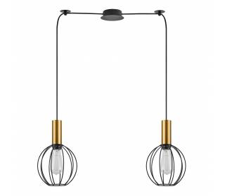 SE21-GM-4-BL2-GR1 ADEPT TUBE Gold Matt Pendant Black Metal Grid+