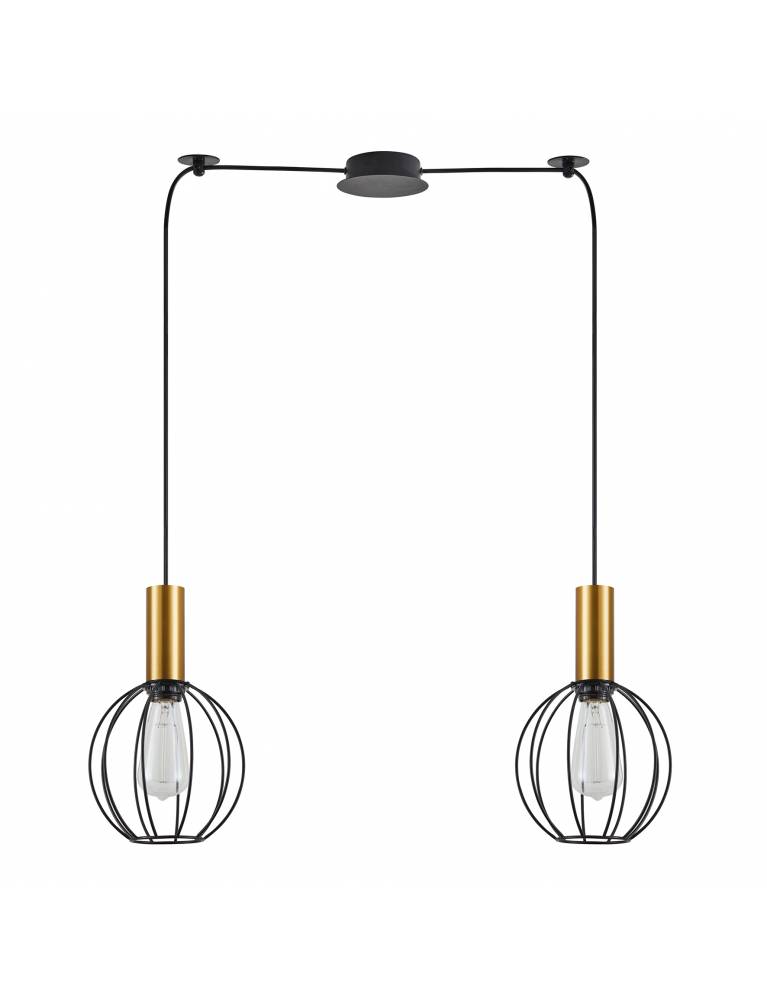 SE21-GM-4-BL2-GR1 ADEPT TUBE Gold Matt Pendant Black Metal Grid+