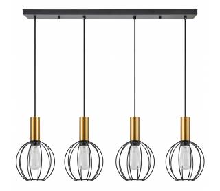 SE21-GM-4-4BL-GR1 ADEPT TUBE Gold Matt Pendant Black Metal Grid+