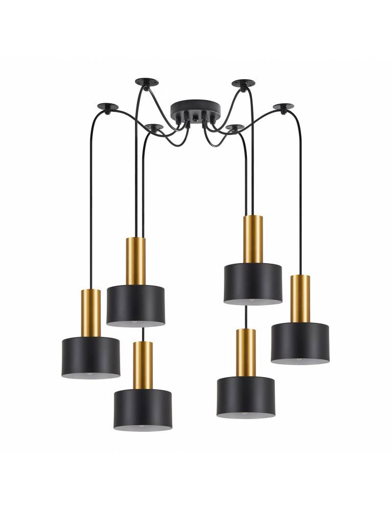 SE21-GM-4-BL6-MS1 ADEPT TUBE Gold Matt Pendant Black Metal Shade+