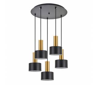 SE21-GM-4-5BL-MS1 ADEPT TUBE Gold Matt Pendant Black Metal Shade+