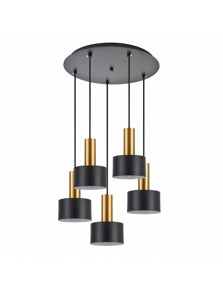 SE21-GM-4-5BL-MS1 ADEPT TUBE Gold Matt Pendant Black Metal Shade+