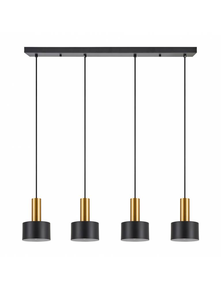 SE21-GM-4-4BL-MS1 ADEPT TUBE Gold Matt Pendant Black Metal Shade+