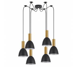 SE21-GM-4-BL6-MS2 ADEPT TUBE Gold Matt Pendant Black Metal Shade+