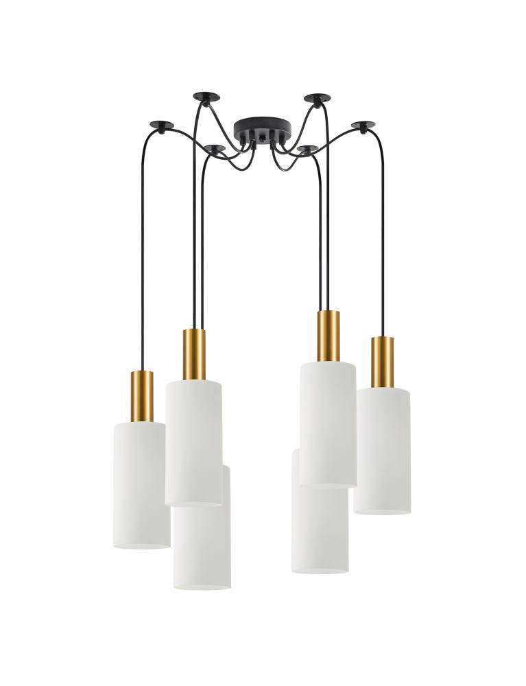 SE21-GM-4-BL6-GL3 ADEPT TUBE Gold Matt Pendant White Glass+