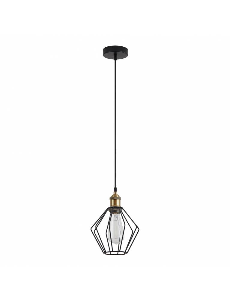 SE21-BR-10-GR1 MAGNUM Bronze Metal Pendant Black Metal Grid with Black Fabric Cable+  