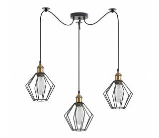 SE21-BR-10-BL3-GR1 MAGNUM Bronze Metal Pendant Black Metal Grid with Black Fabric Cable+