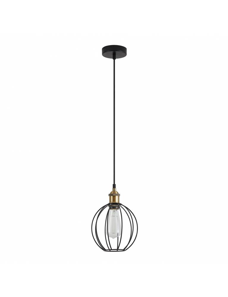 SE21-BR-10-GR2 MAGNUM Bronze Metal Pendant Black Metal Grid with Black Fabric Cable+