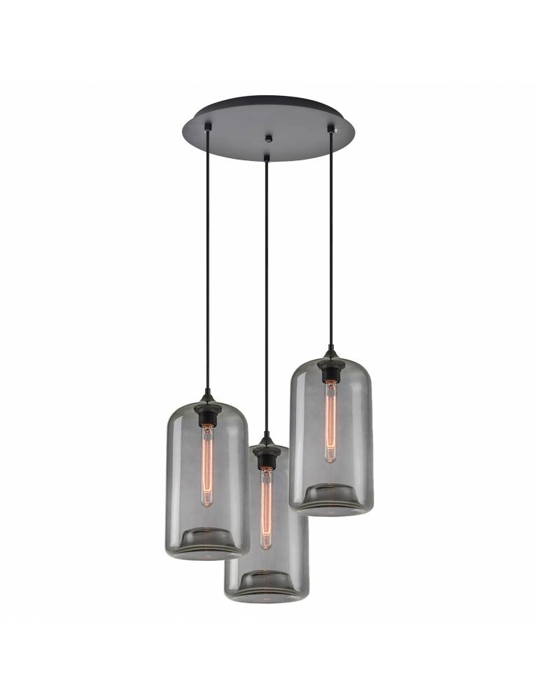 SE21-SM-19-30-3BL+ FEINT Smoked Glass Pendant+